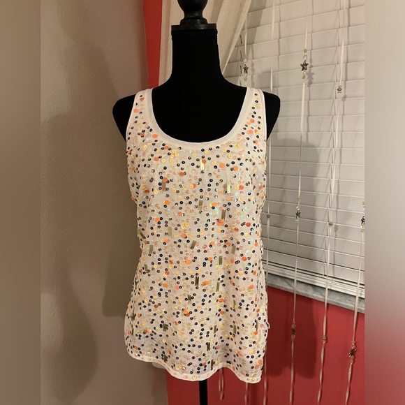 Express Sequin peach tank top sleeveless size medium - Picture 1 of 11